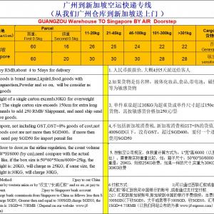 专为新加坡朋友提供中国广州到新加坡空运和海运门到门运输